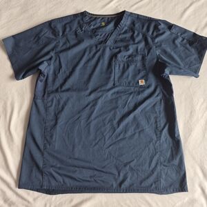 Carhartt Scrub Top Size Medium Unisex Navy Blue Back Ventilation Front Pocket